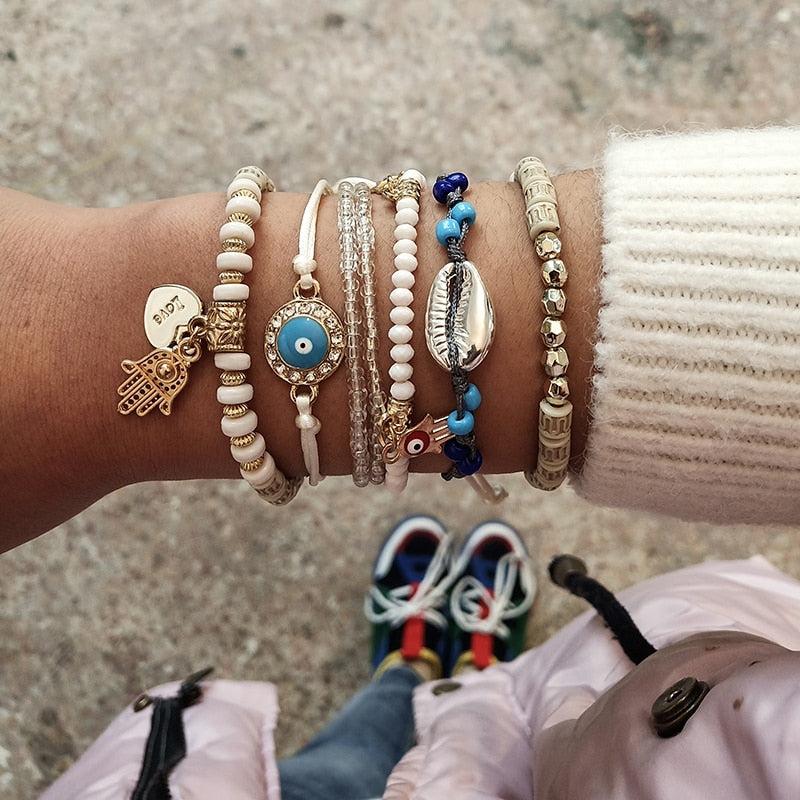 Layered Charm Bracelet Set