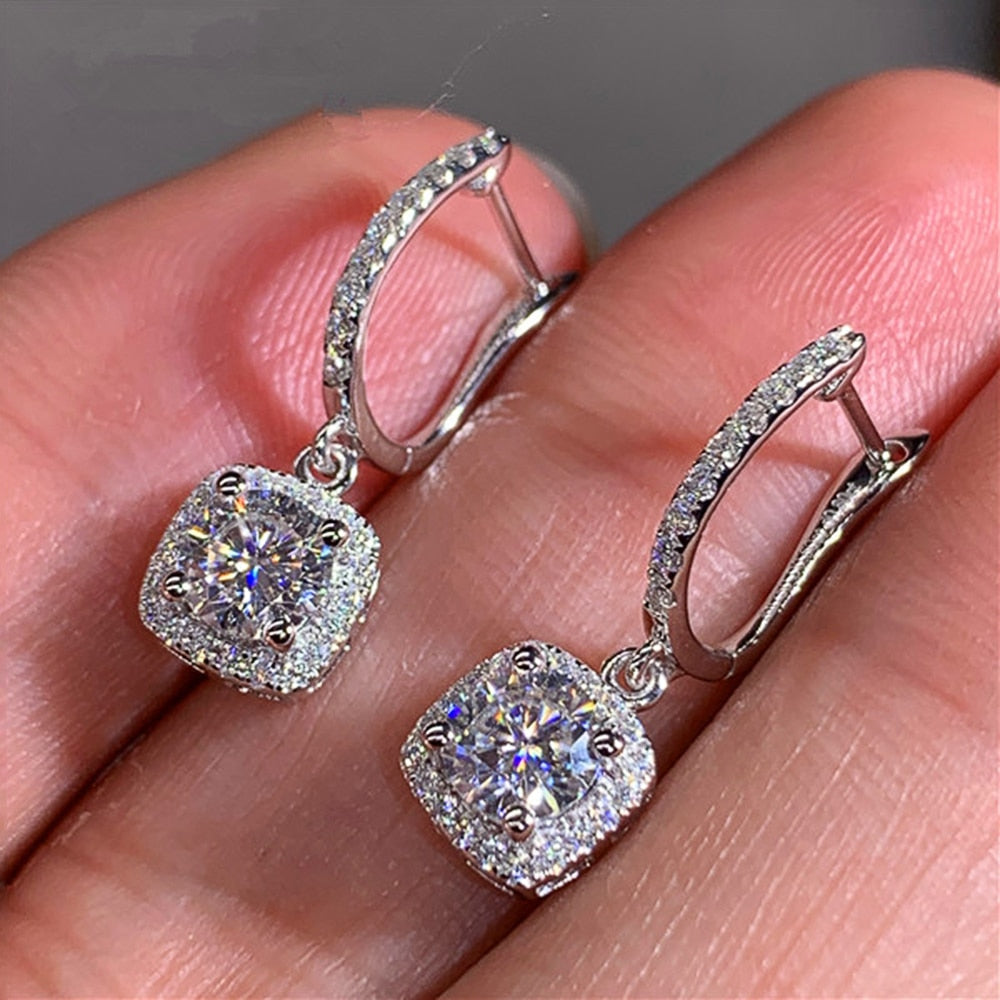 Square Crystal Drop Earrings