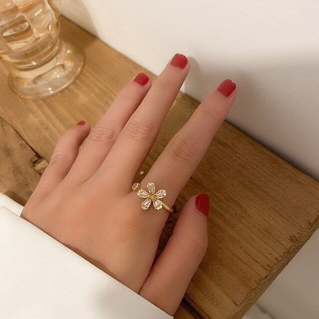Butterfly & Flower Adjustable Ring