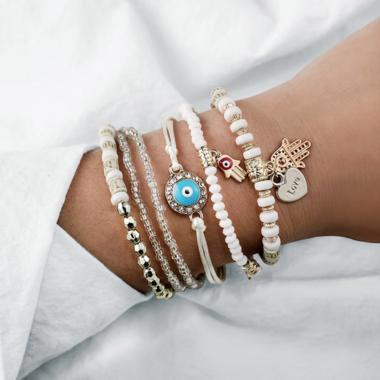 Layered Charm Bracelet Set