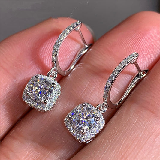 Square Crystal Drop Earrings