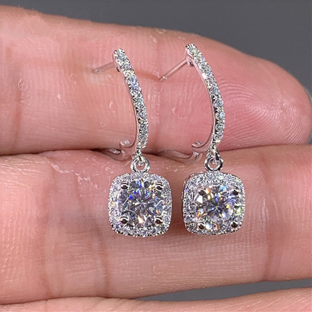 Square Crystal Drop Earrings
