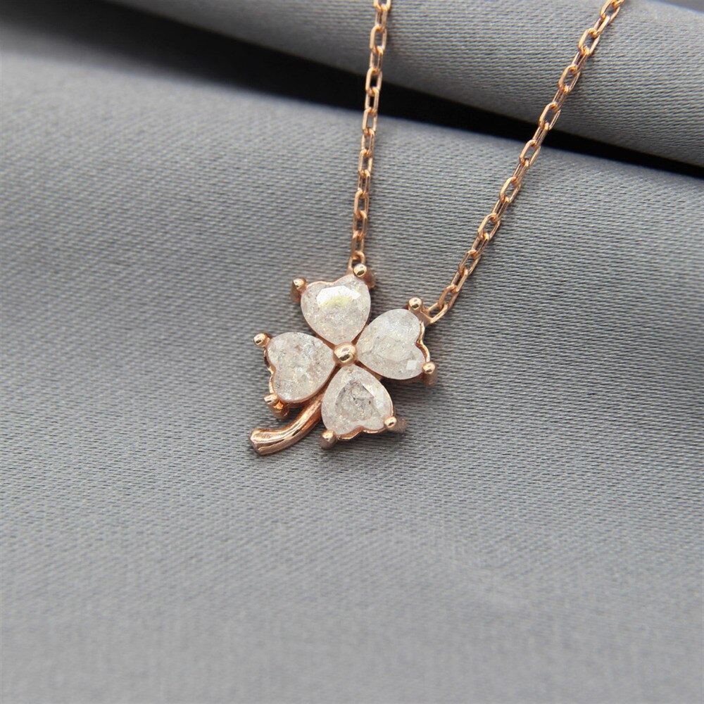 White Cubic Zirconia Clover Necklace